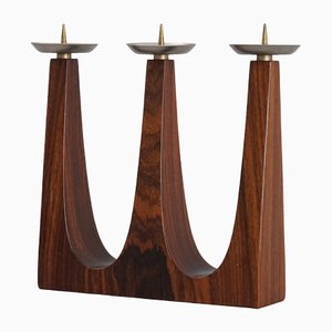 Mid-Century Three Flame Candlestick in Rosewood, 1960s-XNJ-1424632