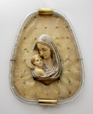 Mid-Century Torchon Frame in Murano Glass with Madonna Di Venini, 1950s-FER-1065237