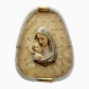 Mid-Century Torchon Frame in Murano Glass with Madonna Di Venini, 1950s-FER-1065237