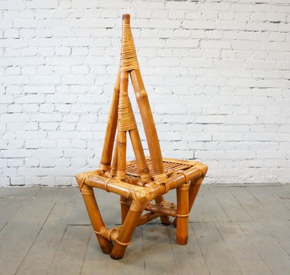 Mid-Century Triangle Bamboo Chair, 1950s-QFD-885508