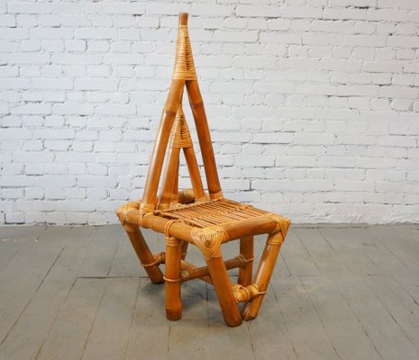 Mid-Century Triangle Bamboo Chair, 1950s-QFD-885508