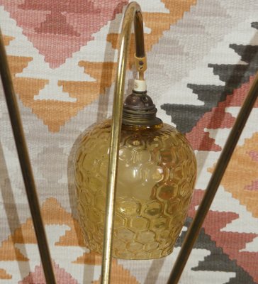 Mid-Century Tripod Floor Lamp in Brass & Glass, 1950s-AFE-1340708