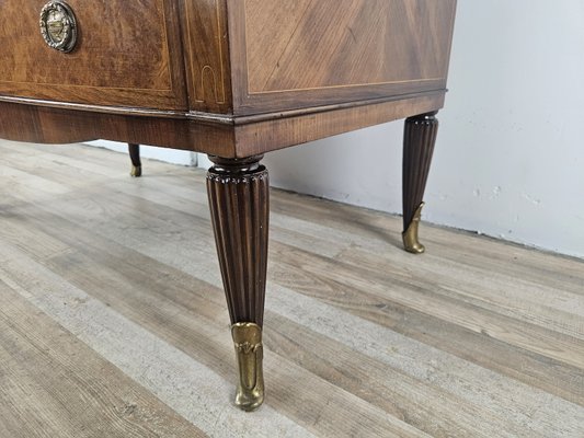 Mid-Century Trumeau in Inlaid Wood and Worked Brass with Flap and Drawers, 1950-ZUW-2035916