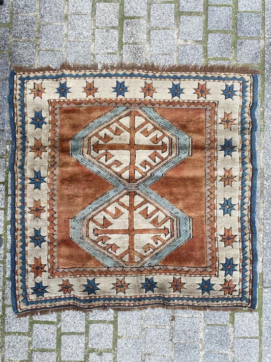 Mid-Century Turkish Kars Square Rug