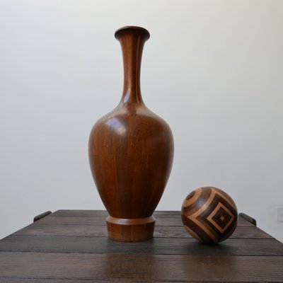 Mid-Century Turned Wood Vase by Maurice Bonami-JRP-702557