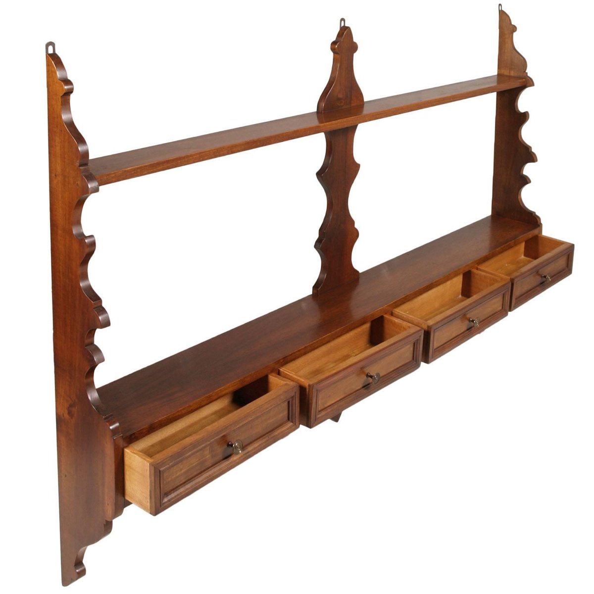 Mid-Century Tyrolean Hanging Plate Rack in Walnut