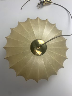 Mid-Century UFO Cocoon Hanging Lamp with Brass by Achille Castiglioni, 1960s-BHG-2014800