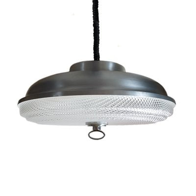 Mid-Century Ufo Pendant Lamp in Aluminium and Embossed Acrylic Glass-NUX-1358267