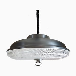 Mid-Century Ufo Pendant Lamp in Aluminium and Embossed Acrylic Glass-NUX-1358267