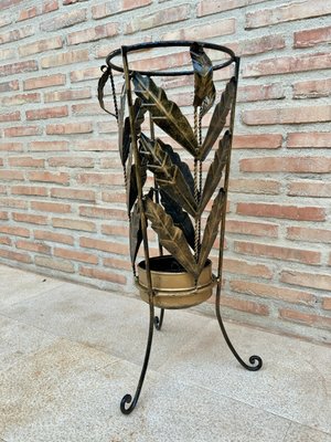 Mid-Century Umbrella Stand in Gilt Iron and Brass-NOU-964873