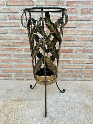 Mid-Century Umbrella Stand in Gilt Iron and Brass-NOU-964873