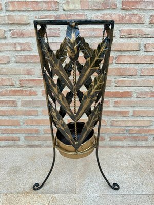 Mid-Century Umbrella Stand in Gilt Iron and Brass-NOU-964873