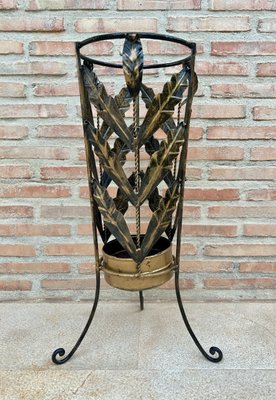 Mid-Century Umbrella Stand in Gilt Iron and Brass-NOU-964873