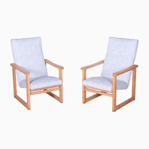 Mid-Century Upholstered Beech Armchairs, Former Czechoslovakia, 1960s, Set of 2-WHY-1790782