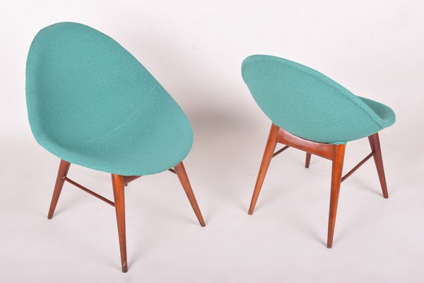 Mid-Century Upholstered Beech Chairs attributed to Miroslav Navrátil, Former Czechoslovakia, 1960s, Set of 2-WHY-1790701