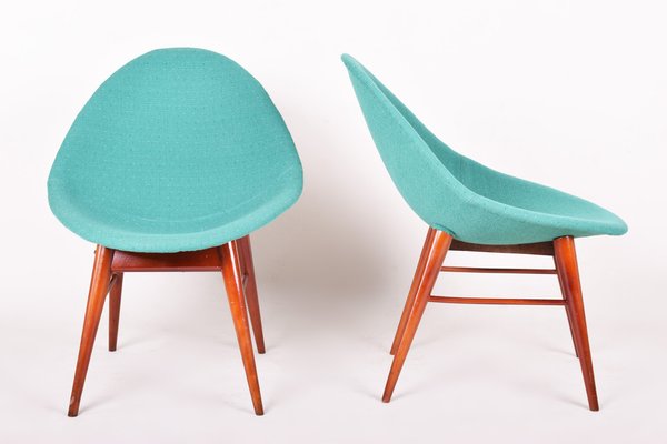 Mid-Century Upholstered Beech Chairs attributed to Miroslav Navrátil, Former Czechoslovakia, 1960s, Set of 2-WHY-1790701