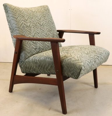 Mid-Century Upholstered Teak Armchair-FYZ-1717830