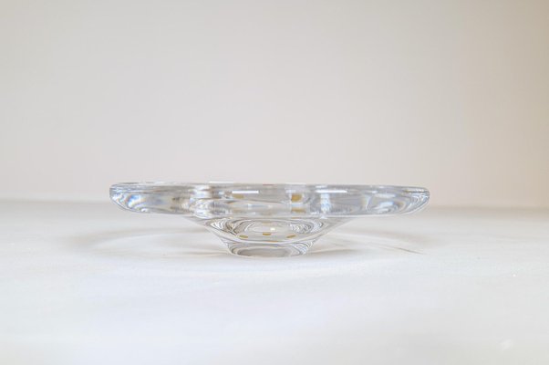 Mid-Century Vases and Plate Clear Crystal Glass from Orrefors, Sweden, 1950, Set of 3-UYK-1181643