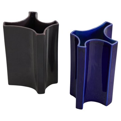 Mid-Century Vases by Angelo Mangiarotti for Fratelli Brambilla, 1960s, Set of 2-LPQ-1769415