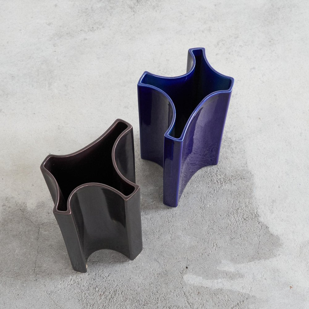 Mid-Century Vases by Angelo Mangiarotti for Fratelli Brambilla, 1960s, Set of 2