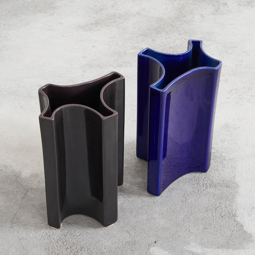 Mid-Century Vases by Angelo Mangiarotti for Fratelli Brambilla, 1960s, Set of 2