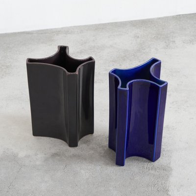 Mid-Century Vases by Angelo Mangiarotti for Fratelli Brambilla, 1960s, Set of 2-LPQ-1769415