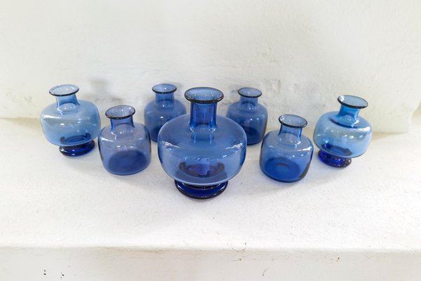 Mid-Century Vases by Per Lutken for Holmegaard, Denmark, Set of 7-UYK-1362804