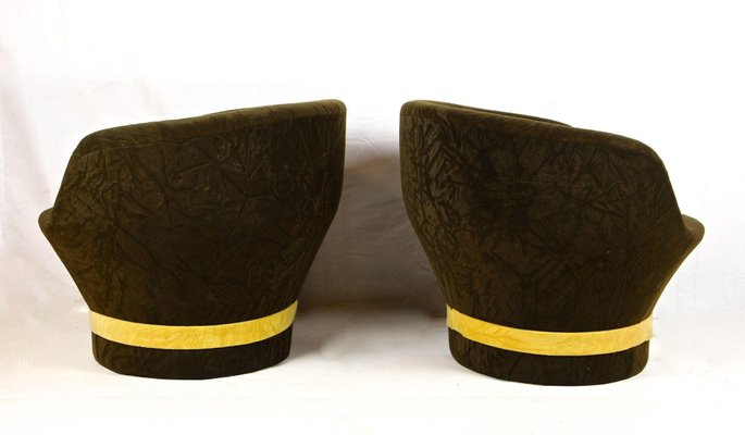 Mid-Century Velvet Lounge Chairs, Italy, 1960s, Set of 2-TQA-1734586