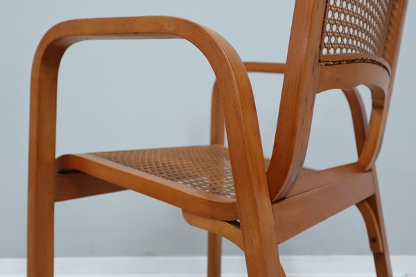 Mid-Century Vienna Straw Bench and Armchair, 1940s, Set of 3-ZQ-1388885