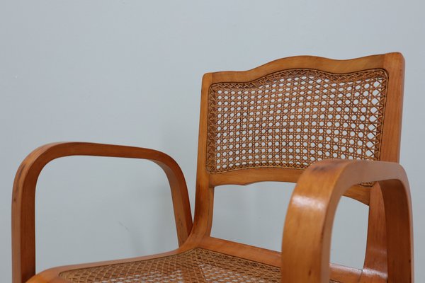 Mid-Century Vienna Straw Bench and Armchair, 1940s, Set of 3-ZQ-1388885