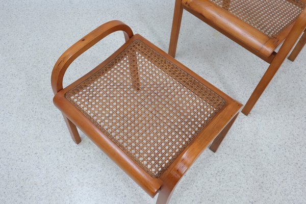 Mid-Century Vienna Straw Bench and Armchair, 1940s, Set of 3-ZQ-1388885