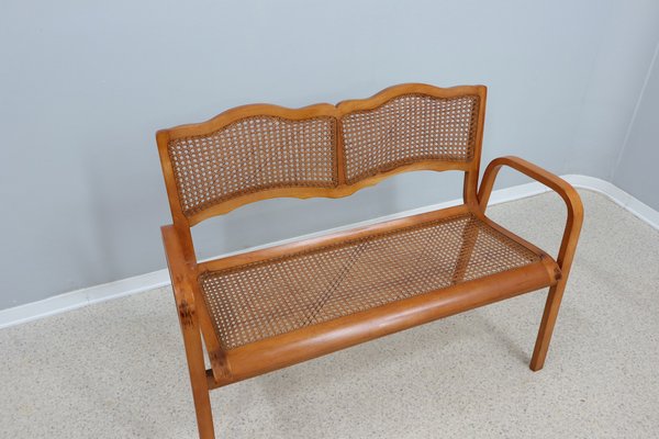 Mid-Century Vienna Straw Bench and Armchair, 1940s, Set of 3-ZQ-1388885