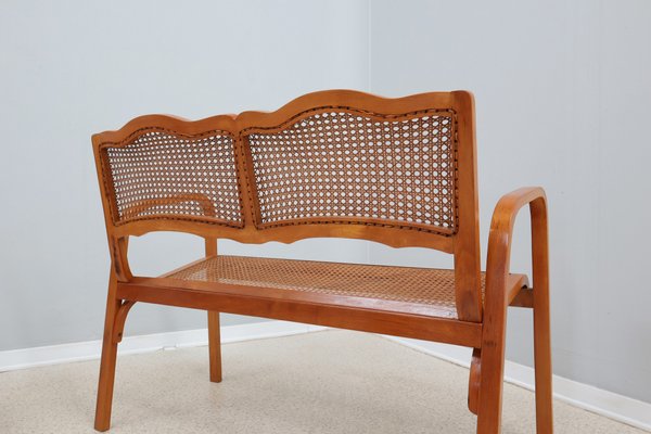 Mid-Century Vienna Straw Bench and Armchair, 1940s, Set of 3-ZQ-1388885