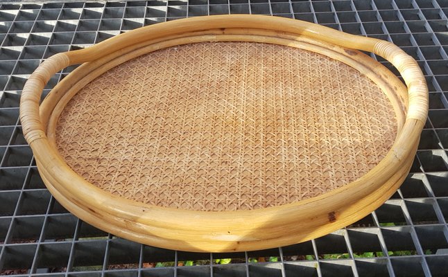 Mid-Century Viennese Weave Bamboo Tray-QDP-1451202