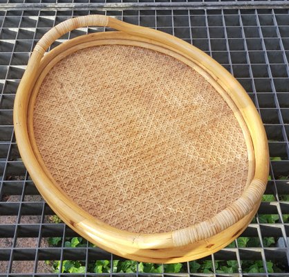 Mid-Century Viennese Weave Bamboo Tray-QDP-1451202