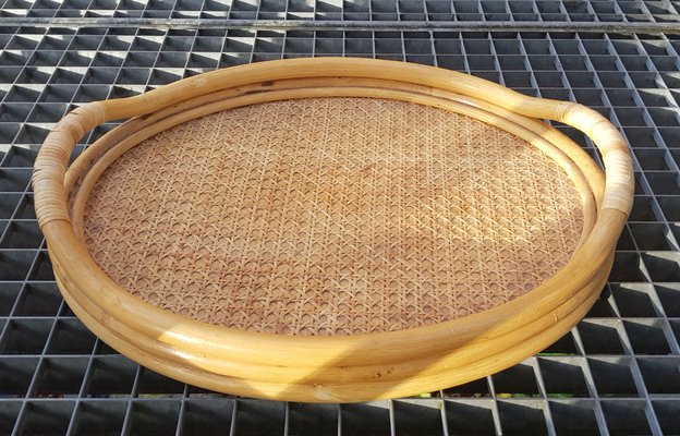 Mid-Century Viennese Weave Bamboo Tray-QDP-1451202