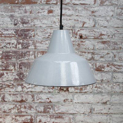 Mid-Century Vintage Industrial Grey Enamel Ceiling Lamp from Philips-BLS-809509