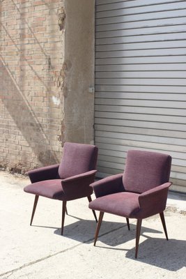 Mid-Century Violet Velvet & Corduroy Armchairs, 1950s, Set of 2-XIJ-1748927