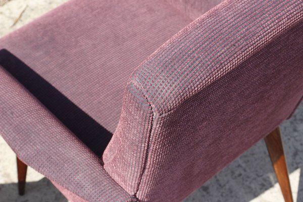 Mid-Century Violet Velvet & Corduroy Armchairs, 1950s, Set of 2-XIJ-1748927