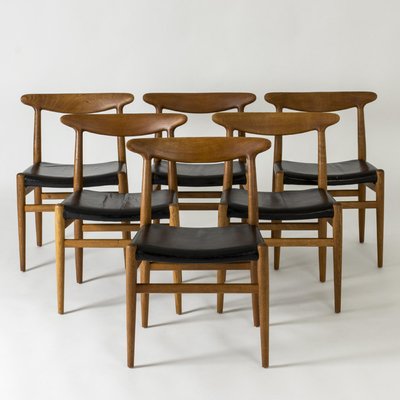 Mid-Century W2 Dining Chairs by Hans J. Wegner, 1960s, Set of 6-NL-1407732