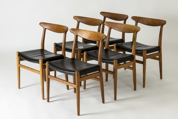 Mid-Century W2 Dining Chairs by Hans J. Wegner, 1960s, Set of 6-NL-1407732