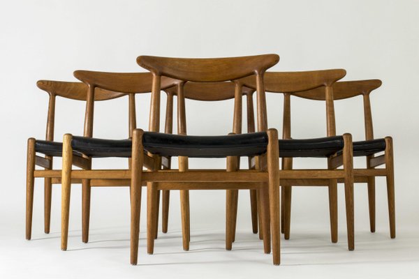 Mid-Century W2 Dining Chairs by Hans J. Wegner, 1960s, Set of 6-NL-1407732