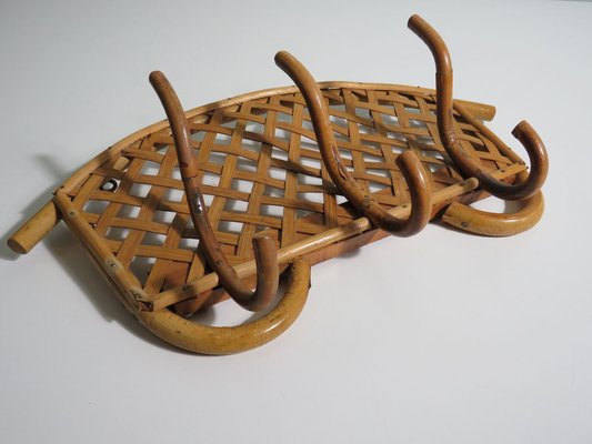 Mid-Century Wall Coat Rack in Bamboo, Italy, 1970s-UKG-1819965