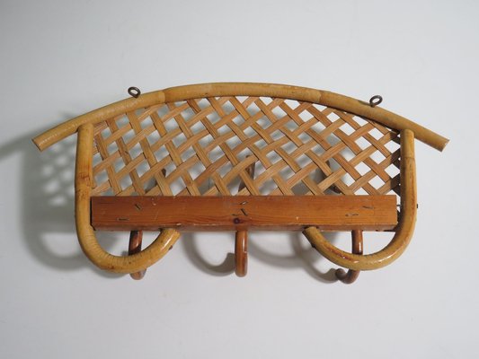 Mid-Century Wall Coat Rack in Bamboo, Italy, 1970s-UKG-1819965