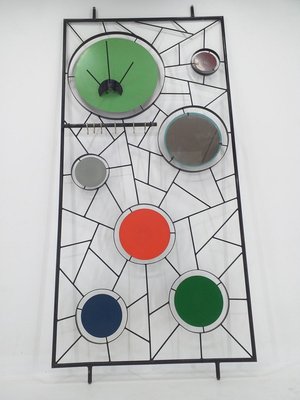 Mid-Century Wall Coat Rack with Mirror, Italy, 1960s-TZ-844106