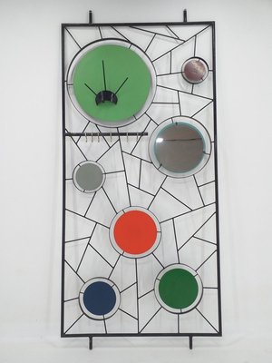 Mid-Century Wall Coat Rack with Mirror, Italy, 1960s-TZ-844106