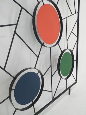 Mid-Century Wall Coat Rack with Mirror, Italy, 1960s-TZ-844106