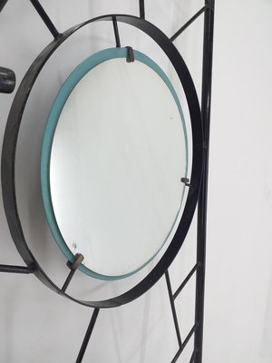 Mid-Century Wall Coat Rack with Mirror, Italy, 1960s-TZ-844106