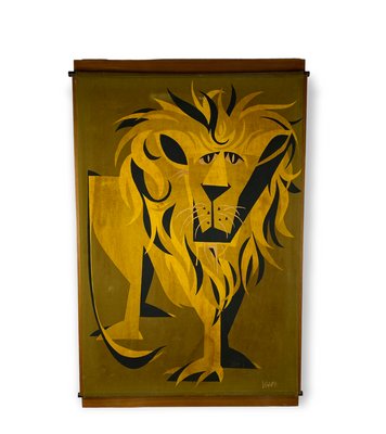 Mid-Century Wall Panel with Lion, Italy, 1960s-TXN-1420676