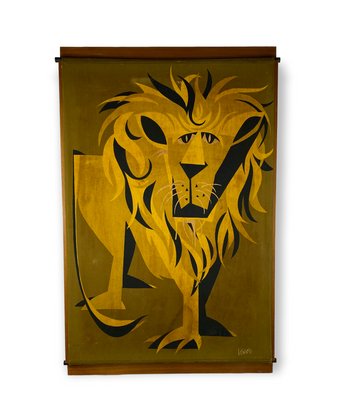 Mid-Century Wall Panel with Lion, Italy, 1960s-TXN-1420676